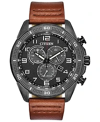 Citizen Drive From Citizen Eco-Drive Men's Ltr Brown Leather Strap Watch 45mm