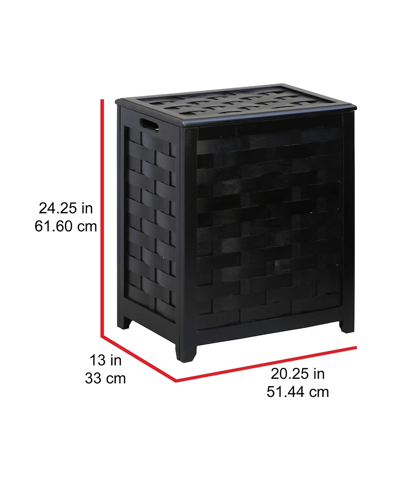 Oceanstar Rectangular Veneer Laundry Wood Hamper with Interior Bag