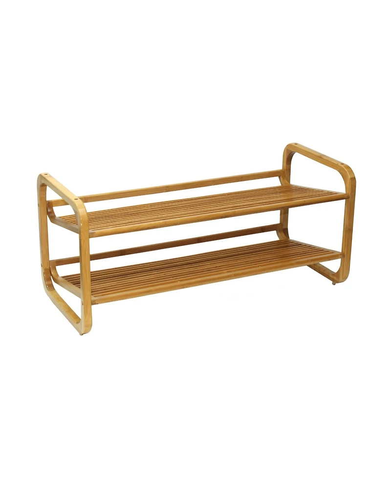 Oceanstar 2 Tier Bamboo Shoe Rack, Rounded