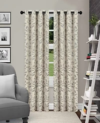 Superior Leaves Textured Blackout Curtain Set of 2, 52" x 63"