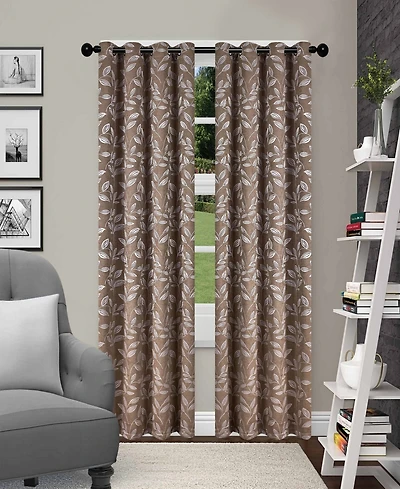 Superior Leaves Room Darkening Grommet 2-Panel Curtain Set