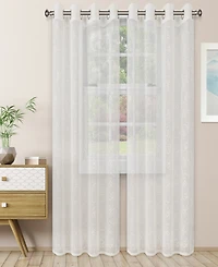 Superior Lightweight Scroll Sheer Curtain Panels, (2), 52" x 63"