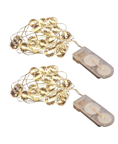Lumabase Set of 2, 40 White Crystal Ball Mini String Lights