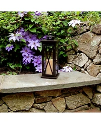 Lumabase Warm Black Criss Cross Metal Lantern with Led Candle