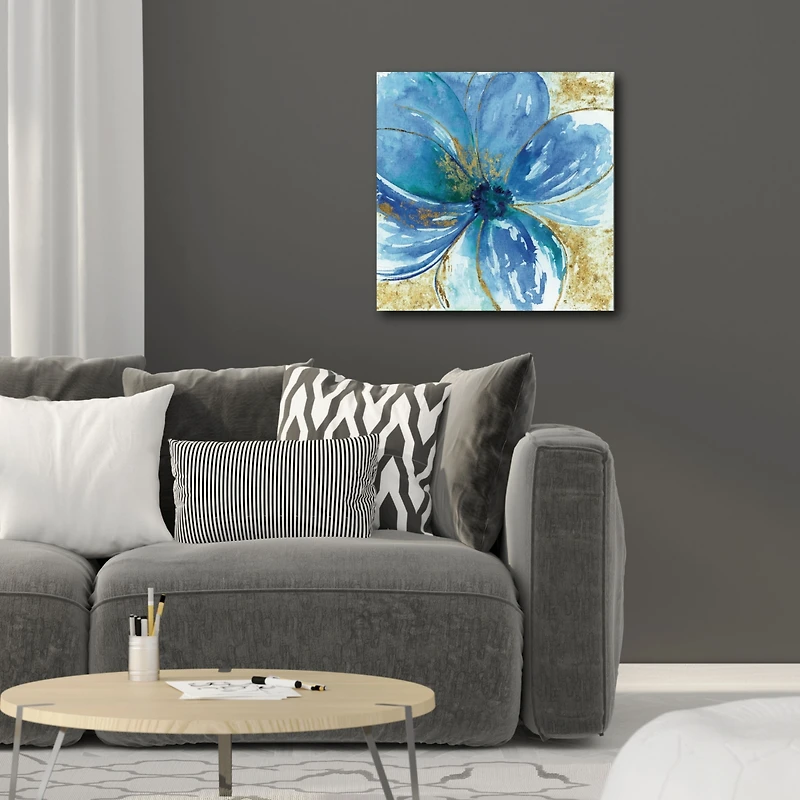 Courtside Market Nigella Blue Gallery-Wrapped Canvas Wall Art - 16" x 16"