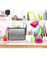 Limelight's Flossy Organizer Desk Lamp with Charging Outlet Lazy Susan Base