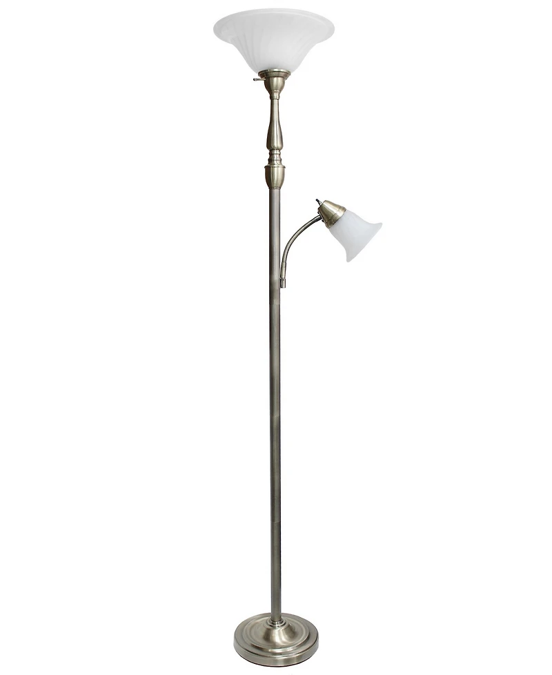 Elegant Designs 2 Light Mother Daughter Floor Lamp with White Marble Glass