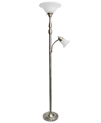 Elegant Designs 2 Light Mother Daughter Floor Lamp with White Marble Glass