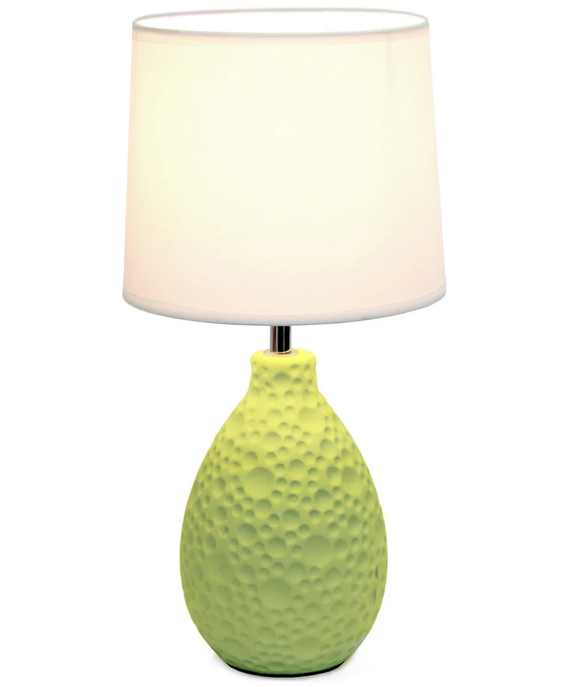Simple Designs Textured Stucco Ceramic Oval Table Lamp