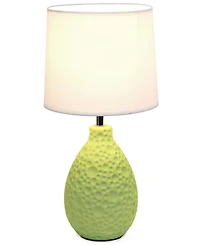 Simple Designs Textured Stucco Ceramic Oval Table Lamp
