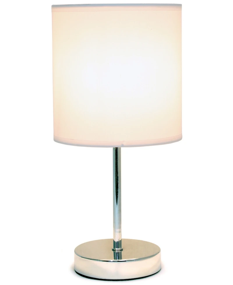 Simple Designs Chrome Mini Basic Table Lamp with Fabric Shade