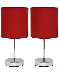Simple Designs Chrome Mini Basic Table Lamp with Fabric Shade 2 Pack Set