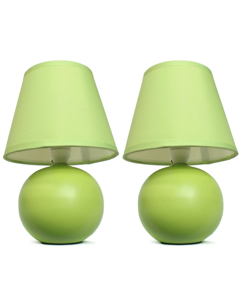 Simple Designs Mini Ceramic Globe Table Lamp 2 Pack Set
