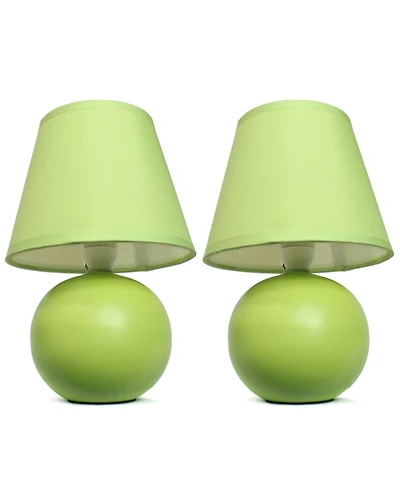 Simple Designs Mini Ceramic Globe Table Lamp 2 Pack Set