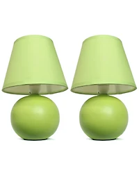 Simple Designs Mini Ceramic Globe Table Lamp 2 Pack Set