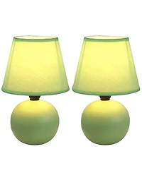 Simple Designs Mini Ceramic Globe Table Lamp 2 Pack Set
