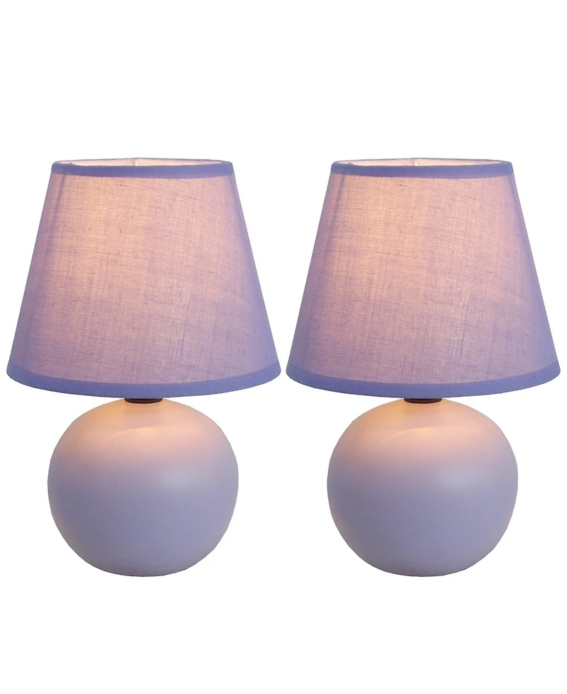 Simple Designs Mini Ceramic Globe Table Lamp 2 Pack Set
