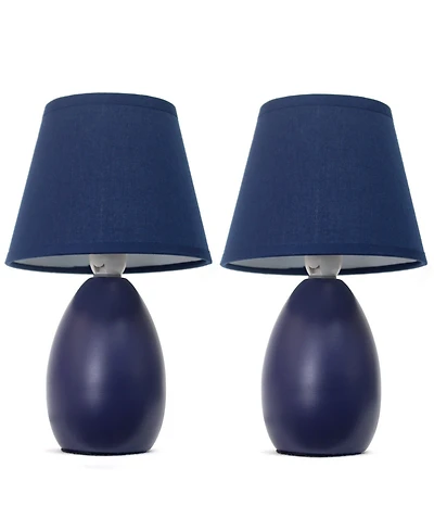 Simple Designs Mini Egg Oval Ceramic Table Lamp 2 Pack Set