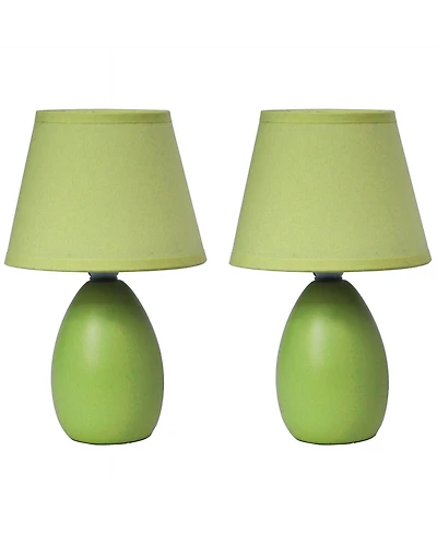 Simple Designs Mini Egg Oval Ceramic Table Lamp 2 Pack Set