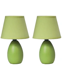 Simple Designs Mini Egg Oval Ceramic Table Lamp 2 Pack Set
