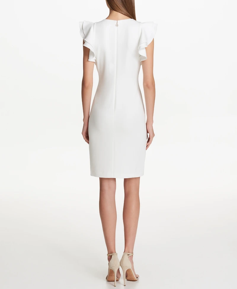 Tommy Hilfiger Women's Scuba Sheath Dress With Flutter Sleeves
