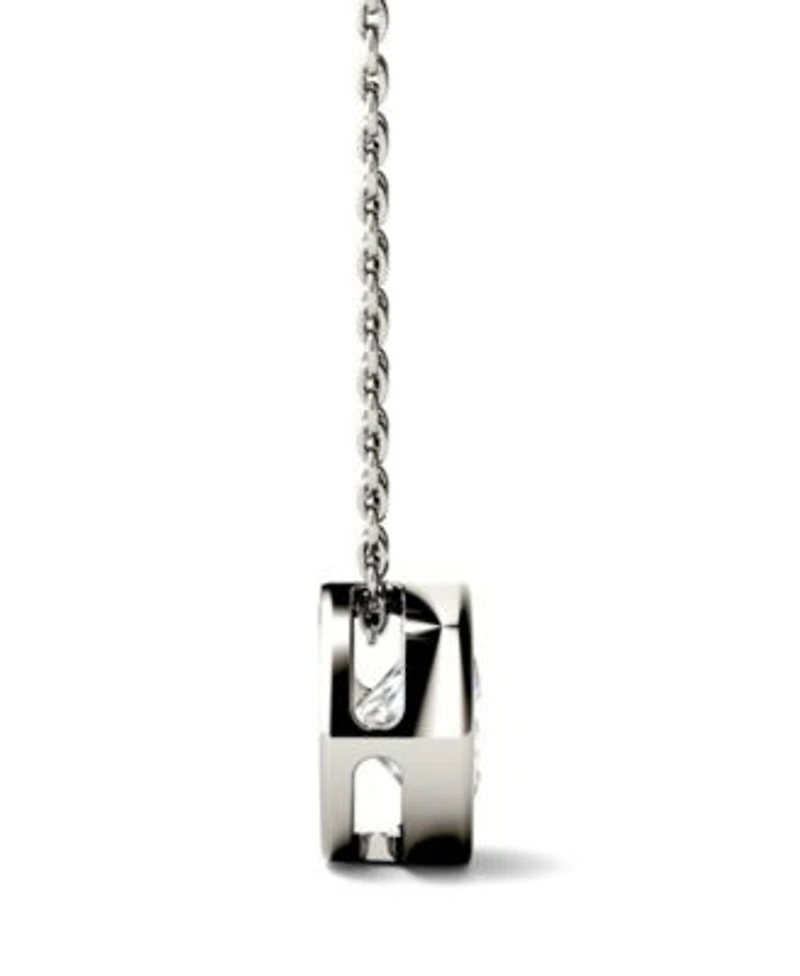 Moissanite Bezel Solitaire Pendant 1 2 Ct T.W. 1 Ct. T.W. Diamond Equivalent In 14k White Or Yellow Gold