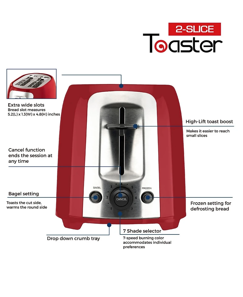 Culinary Edge 2 Slice Extra Wide Slot Toaster