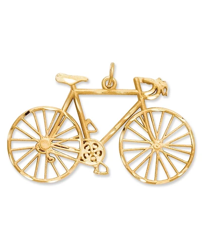 14k Gold Charm, Diamond-Cut Bicycle Charm