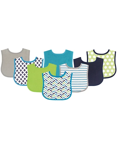 Luvable Friends Baby Girl Cotton Terry Bibs 8pk, Geometric Girl, One Size