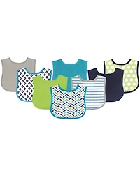 Luvable Friends Baby Girl Cotton Terry Bibs 8pk, Geometric Girl, One Size