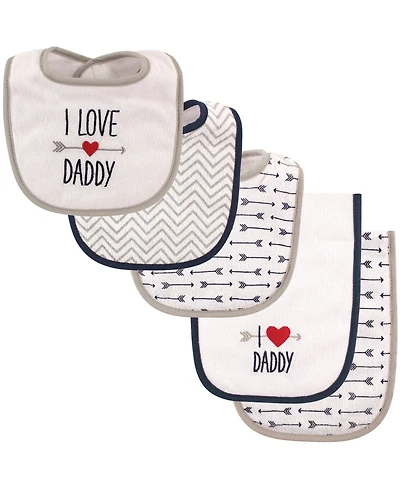 Luvable Friends Baby Boy Bib and Burp Cloth Set 5pk, Mommy
