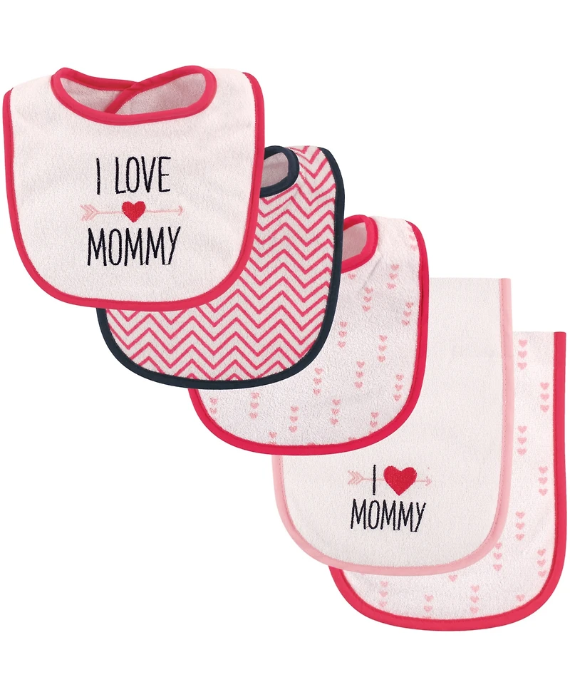 Luvable Friends Girls Bib and Burp Cloth Set