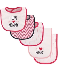 Luvable Friends Girls Bib and Burp Cloth Set