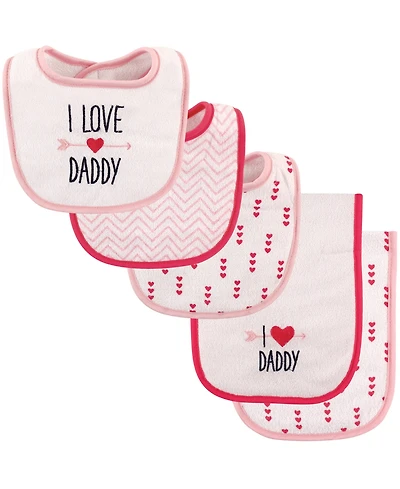 Luvable Friends Girls Bib and Burp Cloth Set