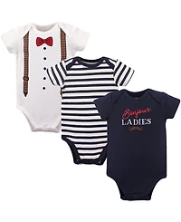 Hudson Baby Boys Soft Cotton All-in-One Outfits Ai Set of 3