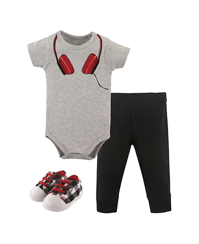 Little Treasure Baby Boys Cotton 3-Piece Layette Set with Footwear