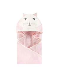 Hudson Baby Girls Cotton Animal Face Hooded Towel