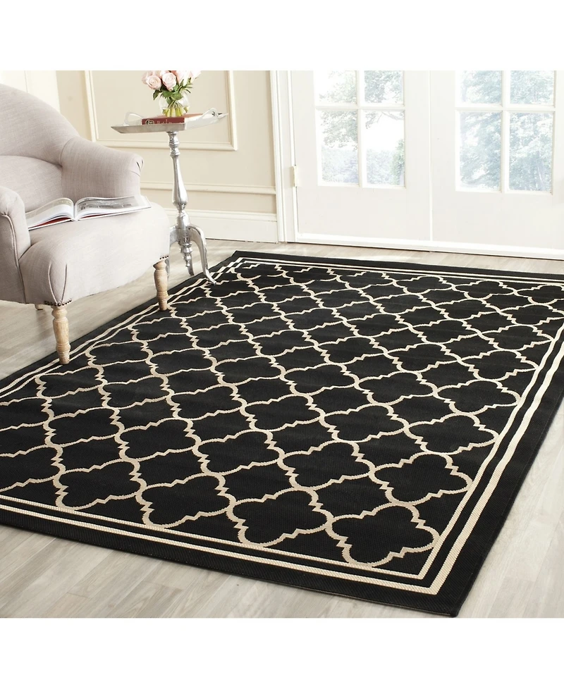 Safavieh Courtyard CY6918 Black and Beige 5'3" x 7'7" Outdoor Area Rug