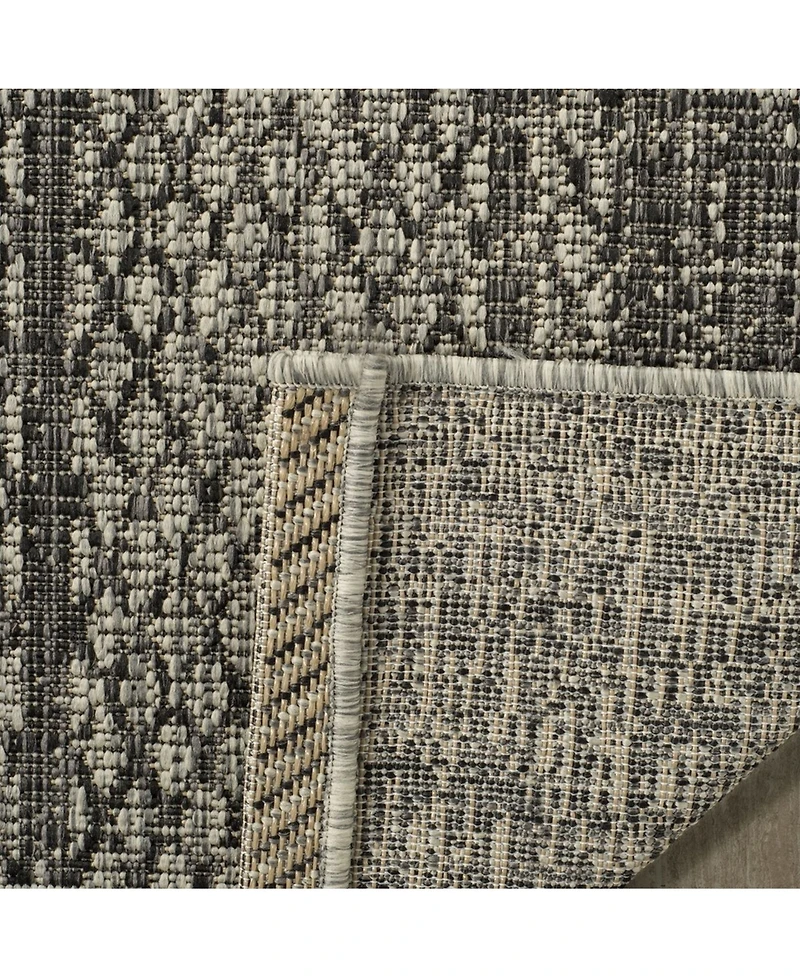 Safavieh Courtyard CY8736 Light Gray and Black 5'3" x 7'7" Sisal Weave Outdoor Area Rug