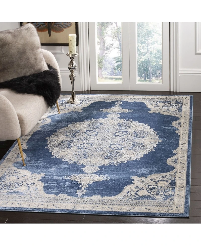 Safavieh Brentwood BNT867 Navy and Light Gray 5'3" x 7'6" Area Rug