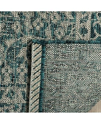 Safavieh Courtyard CY8751 Light Gray and Teal 5'3" x 7'7" Sisal Weave Outdoor Area Rug
