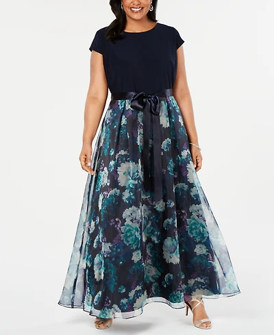 Sl Fashions Plus Size Floral-Skirt Gown