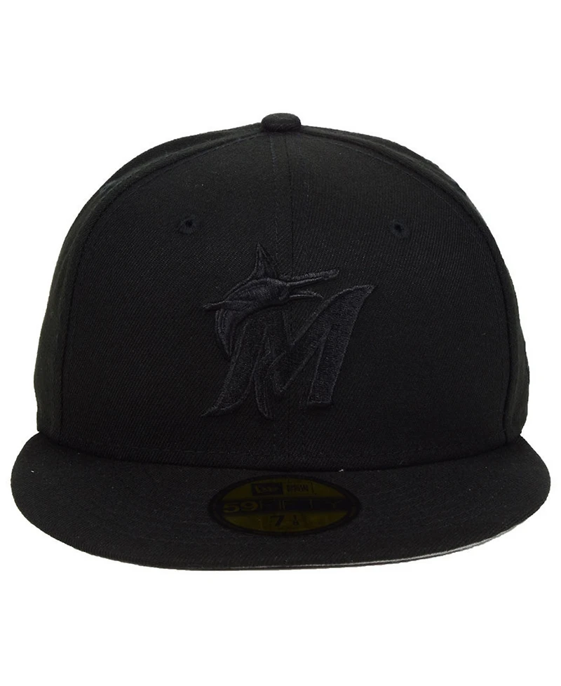 New Era Miami Marlins Triple Black Custom 59FIFTY Fitted Cap