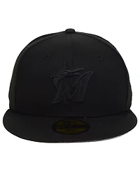 New Era Miami Marlins Triple Black Custom 59FIFTY Fitted Cap