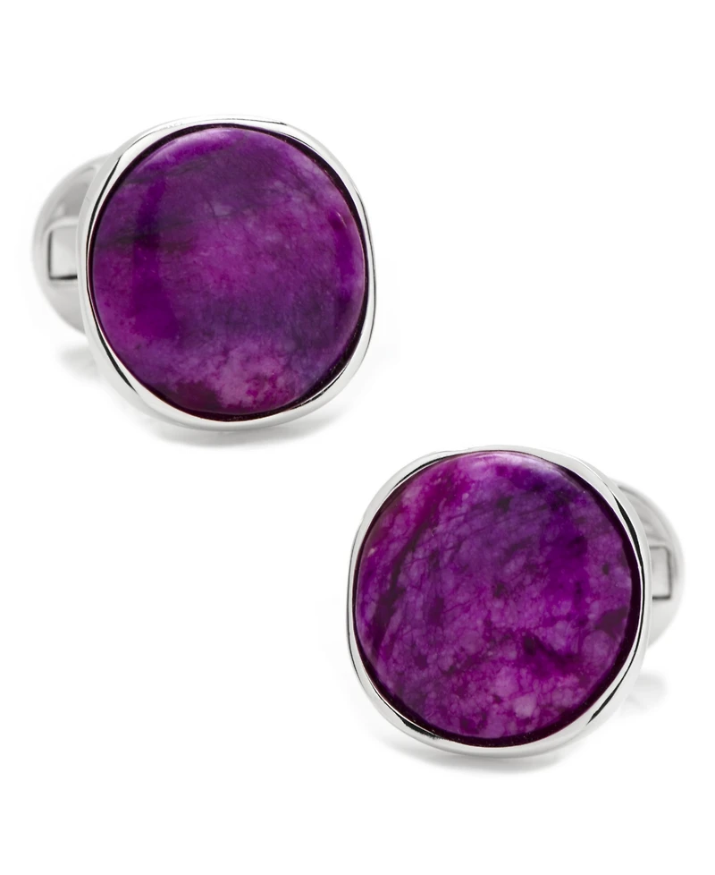 Sterling Classic Round Sugilite Nebula Cufflinks