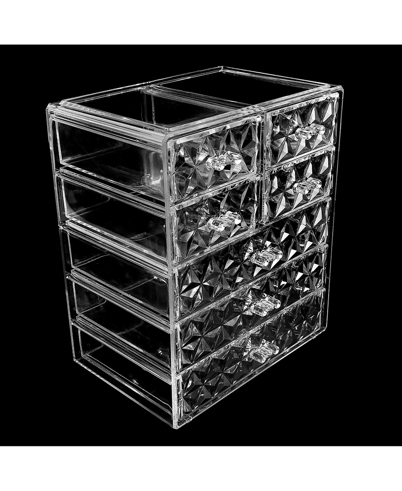 Sorbus 6 Drawer Acrylic Makeup Organizer Case for Cosmetics, and jewelry - Drawers with Diamond Detail