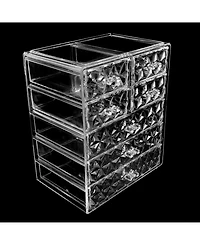 Sorbus 6 Drawer Acrylic Makeup Organizer Case for Cosmetics, and jewelry - Drawers with Diamond Detail