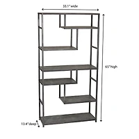 Household Essentials Slate Faux Concrete Tall Open Shelf Bookcase