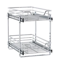 Household Essentials Glidez 11.75" W Steel Pull-Out Storage Organizer, 2-Tier Design, Chrome