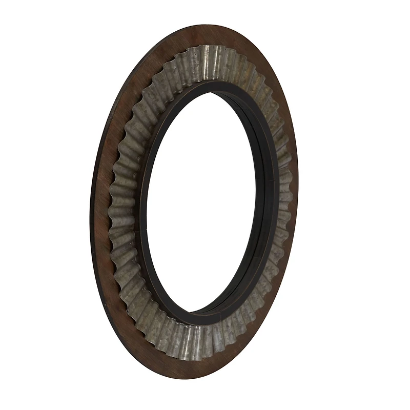 Household Essentials Wood Framed Sunburst Metal Mirror